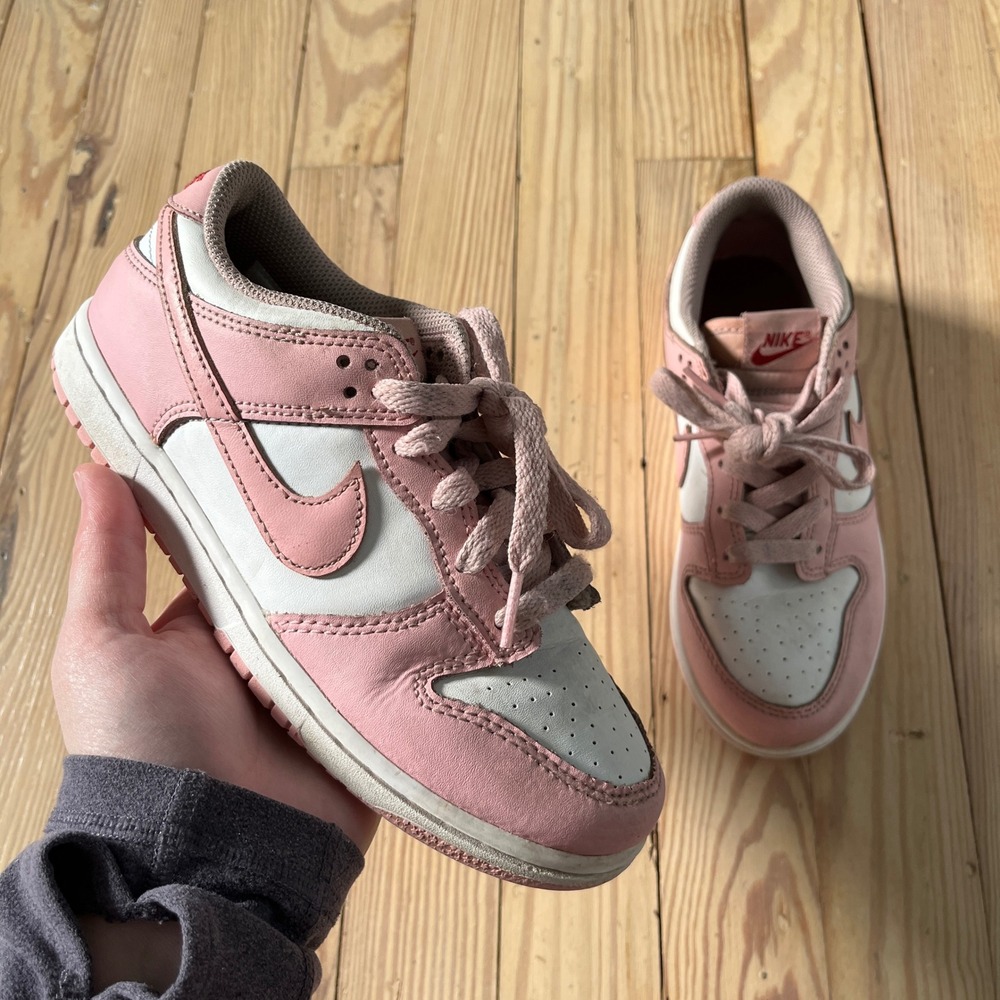 Nike Dunk Low Kids Size 3Y Pink White Leather Low Top Sneakers HV0930-100